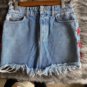 Carmar Jean Skirt with RED STARS on the side